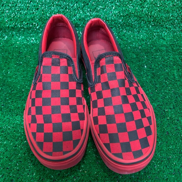 Vans Red and Black Checkered Sneakers Slip-On Canvas - Picture 1 of 4